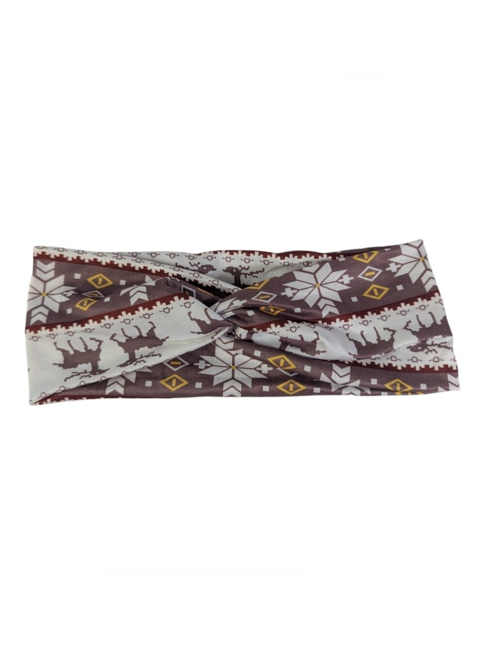 NEW Twist Headband Nordic Pattern One Size Reindeer Snowflakes